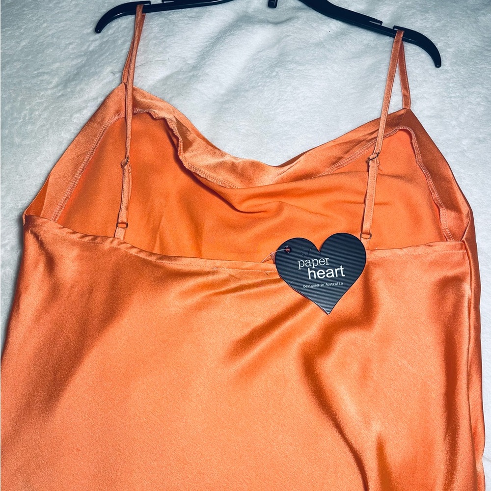 Paper Heart Elegant Orange Sleeveless Maxi Dress L - Picture 6 of 12